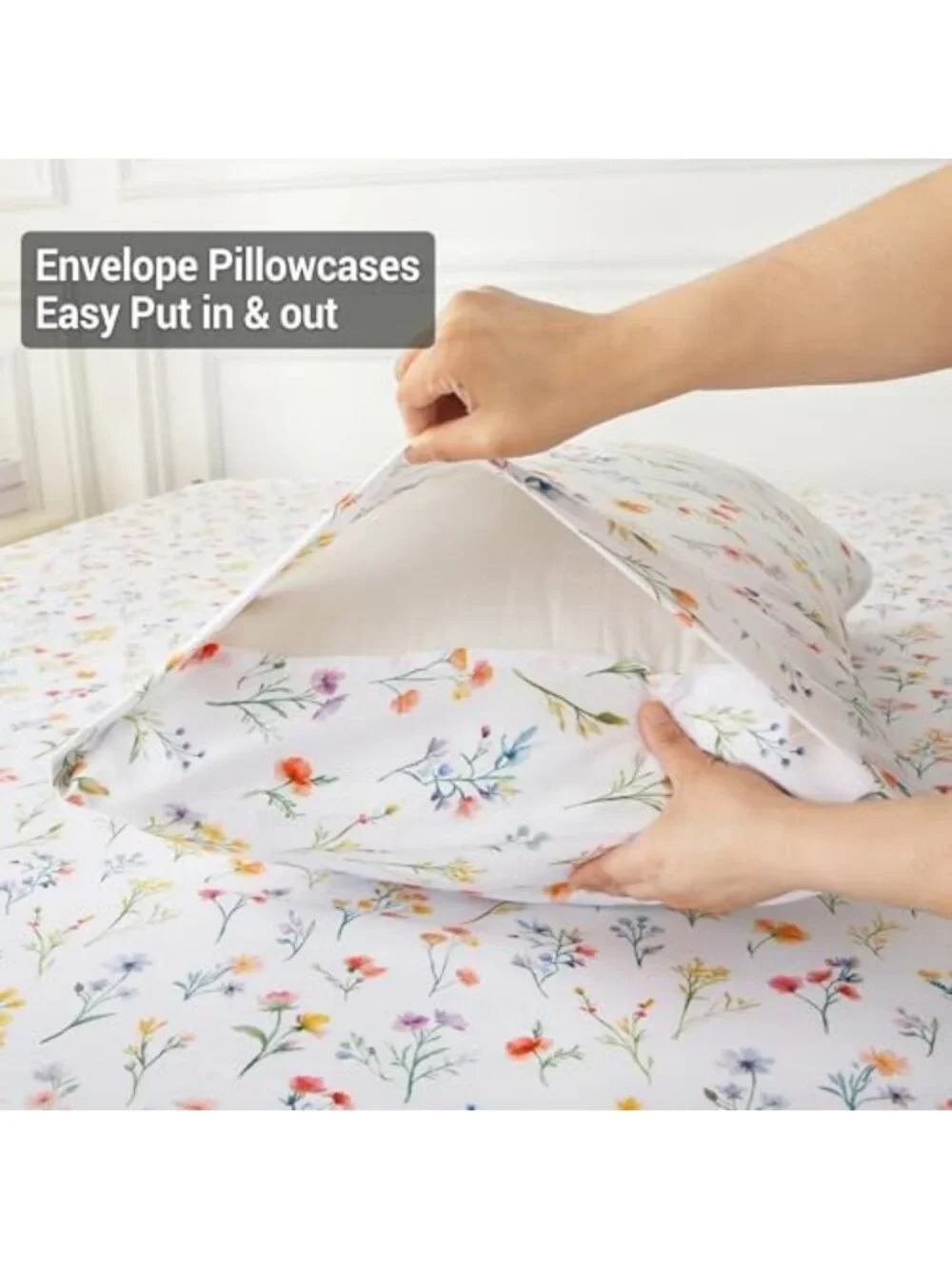 Floral Queen Sheet Set - 4 Piece Vintage Botanical Bedding, Soft Microfiber